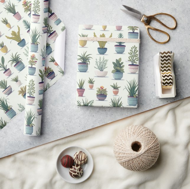 Papel De Regalo Plantas Cutas de acuarela con protección (Artesanía)
