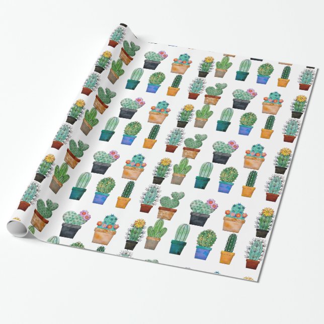 Papel De Regalo Plantas de cactus variadas Thunder_Cove (Desenrollado)