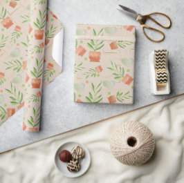 Papel De Regalo Plantas de Interior en Macetas de Cerámica Patrón