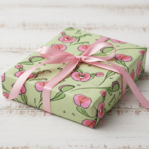 Papel De Regalo Plantas Divertidas de Venus Atrapamoscas Botánica