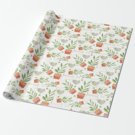 Papel De Regalo Plantas Domésticas En Cuencos Cerámicos Patrón De