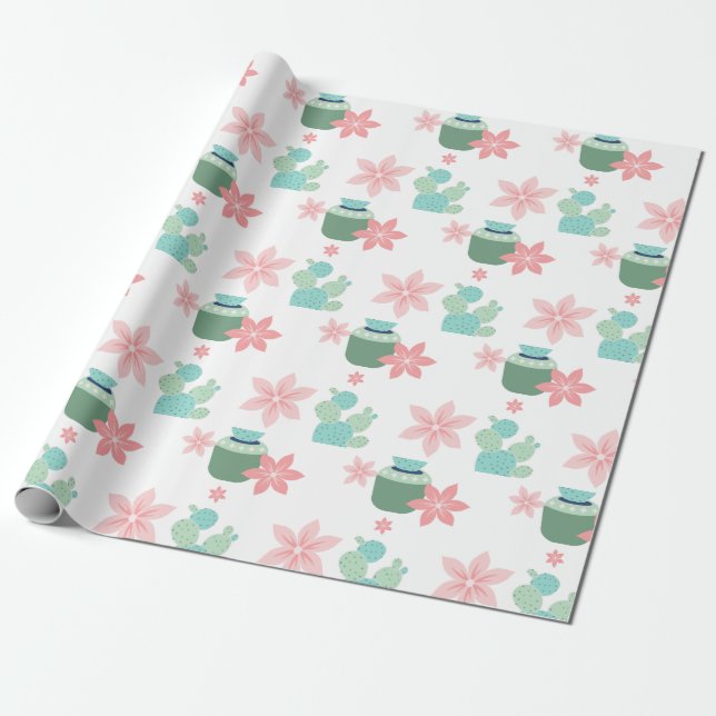 Papel De Regalo Plantas suculentas de acuarela (Desenrollado)
