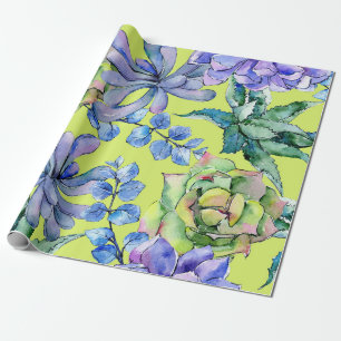 Papel De Regalo Plantas suculentas de acuarela