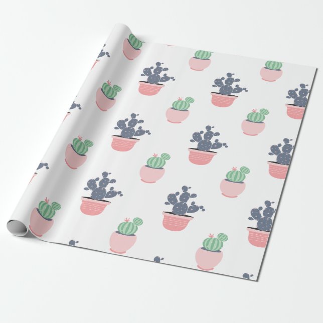 Papel De Regalo Plantas suculentas de acuarela (Desenrollado)