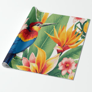 Papel De Regalo Plantas Tropicales Exuberantes con Patrón de Ave E