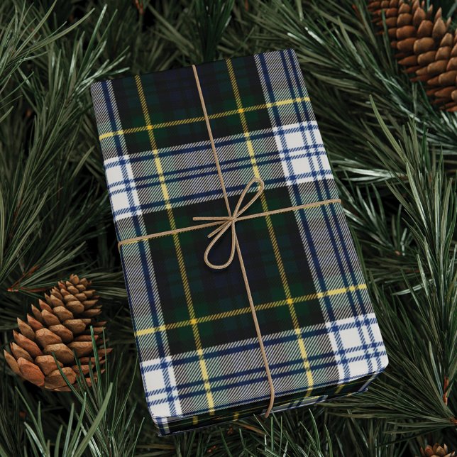 Papel De Regalo Plantear el Clan de Tartán Gordon vacaciones verde (Clan Gordon Tartan Plaid Rustic Wrapping Paper)