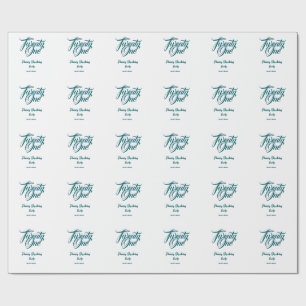 Papel De Regalo plantilla azul de cumpleaños número 21 con nombre 