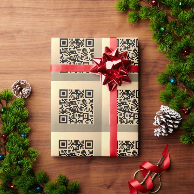 Papel De Regalo Plantilla de código QR editable instantáneamente | (Regalo de vacaciones)