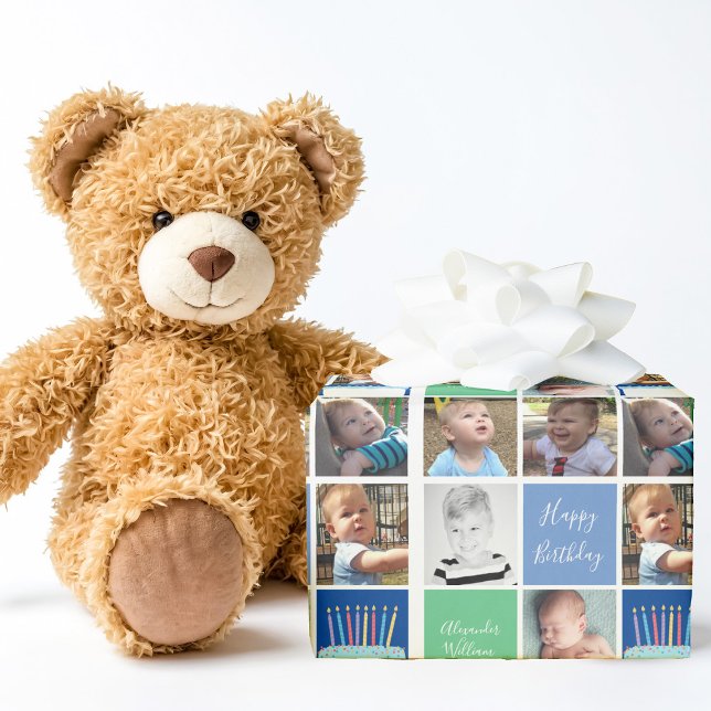 Papel De Regalo Plantilla de Collage de fotos de niño de cumpleaño (Subido por el creador)