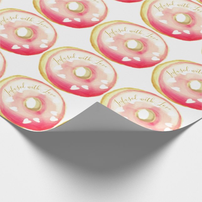 Papel De Regalo Plantilla de donut rosado "infusado con amor" (Esquina)