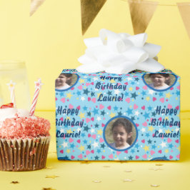 Papel De Regalo Plantilla de fotografía de cute kids Birthday Star
