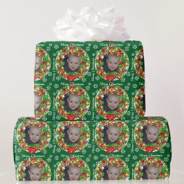 Papel De Regalo Plantilla de fotografía infantil árbol de Navidad