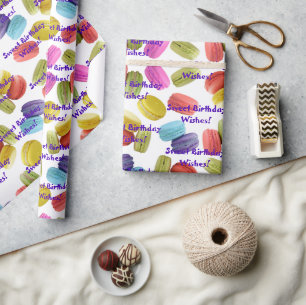 Papel De Regalo Plantilla de modelo de cookies de Macaron para tod