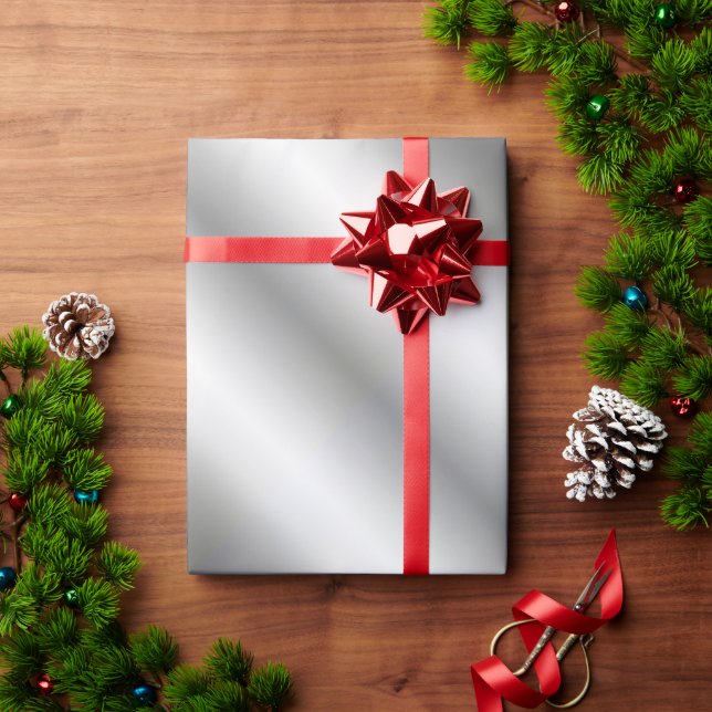 Papel De Regalo Plantilla de regalo con aspecto metálico plateado  (Regalo de vacaciones)