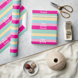 Papel De Regalo Plantilla de texto con rayas coloridas