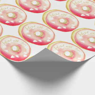 Papel De Regalo Plantilla "Infusada con amor" de donut rosado