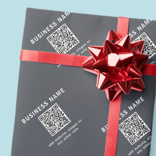 Papel De Regalo Plantilla simple para tu código QR Gris oscuro
