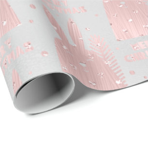 Papel De Regalo Plata de los corazones de Rubor del rosa del