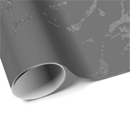 Papel De Regalo Plata de mármol gris profundo negro brillante Carr