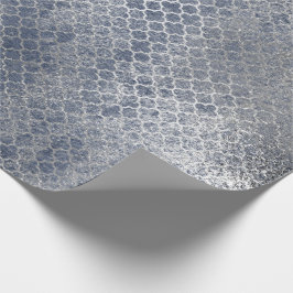 Papel De Regalo Plata de Quatrefoil Plata Glam Azul con problemas 
