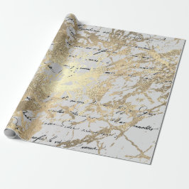 Papel De Regalo Plata Foxier Gold Script brillante Metálico Negro