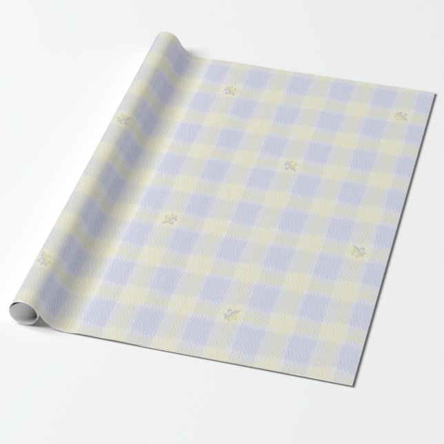 Papel De Regalo Plata francesa con flores de liis (Desenrollado)