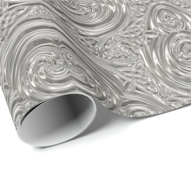 Papel De Regalo Plata luce elegante arte victoriano nouveau gris (Esquina del rollo)