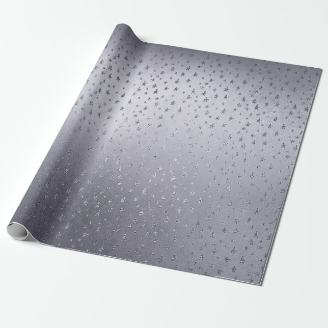Papel De Regalo Plata Luminosa Estrellas Pequeñas Confetti Vip (Desenrollado)