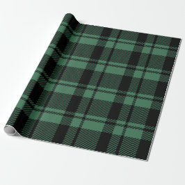 Papel De Regalo Plata moderna de tartán verde y negro