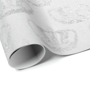 Papel De Regalo Plata Monocromática Princesa Gray Glam Vip