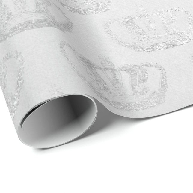 Papel De Regalo Plata Monocromática Princesa Gray Glam Vip (Esquina del rollo)