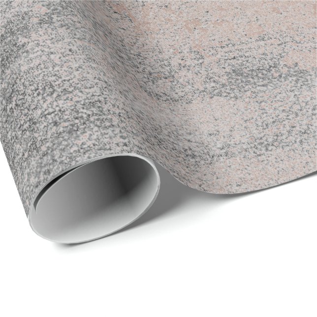 Papel De Regalo Plata Paint Cemento Industrial Gray Rosa Gold (Esquina del rollo)