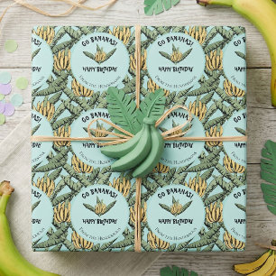Papel De Regalo Plátano Turquesa Caprichoso