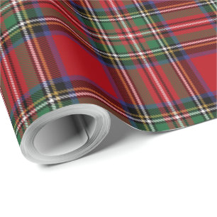 Papel De Regalo Plate Tartan Clan Stewart Green Red Check Holiday
