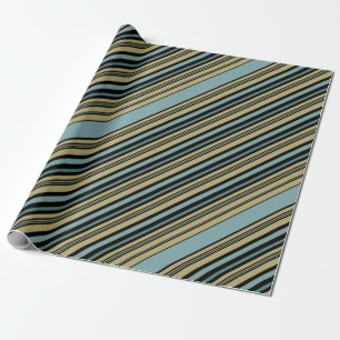 Papel De Regalo Plato rayado de oliva verde oliva, negro y gris de