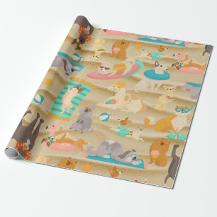 Papel De Regalo playa de arena de verano tropical perros lindos