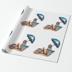 Papel De Regalo Playa de Chica bikini Napping Thunder_Cove