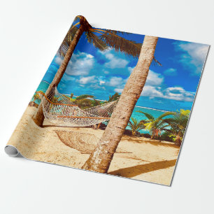Papel De Regalo Playa de Isla del Caribe Tropical, relajante