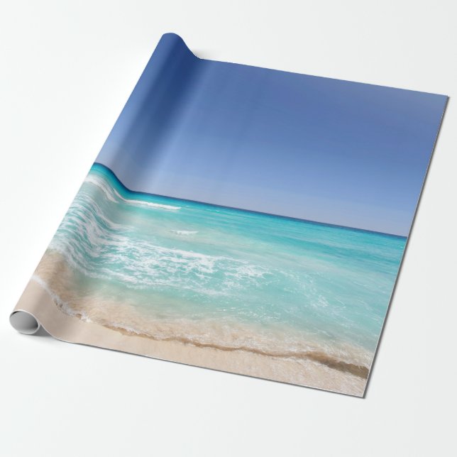 Papel De Regalo Playa de Olas Marinas Tropicales de Cancún México  (Desenrollado)