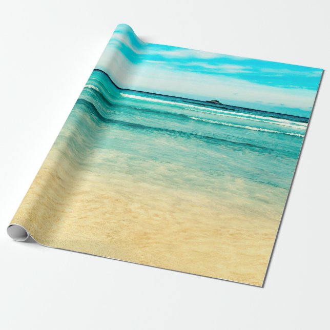 Papel De Regalo Playa de paisajes, verano, azul, paisaje, mar, cie (Desenrollado)