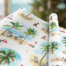 Papel De Regalo Playa de Palm Trees para Navidades Tropicales