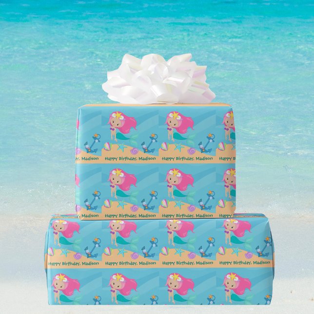 Papel De Regalo Playa de Personalizado de la fiesta de cumpleaños  (Subido por el creador)