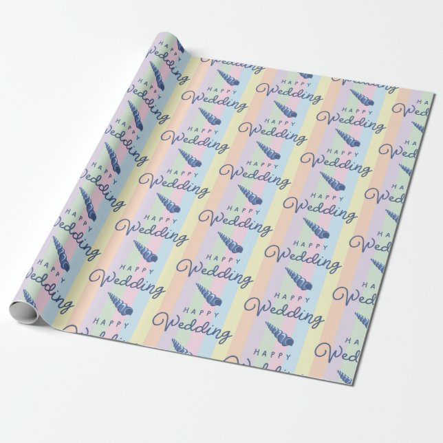 Papel De Regalo Playa de Verano Boda Océano Seashell Estripa Arcoi (Desenrollado)
