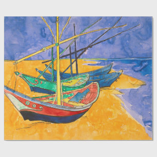 Papel De Regalo Playa del Impresionismo de los barcos Van Gogh