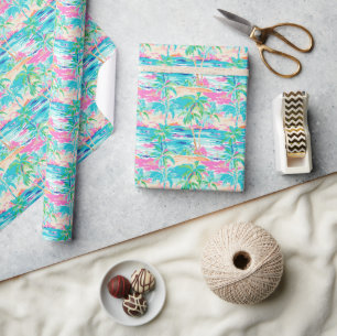Papel De Regalo Playa Palm Beach Tropical