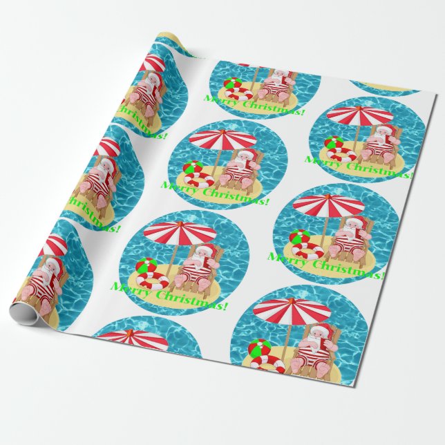 Papel De Regalo playa santa claus (Desenrollado)