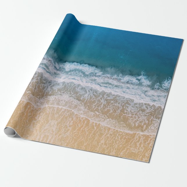 Papel De Regalo Playa Tropical Mar Azul Turquesa Florida (Desenrollado)