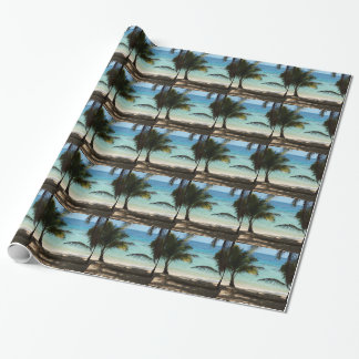 Papel De Regalo Playa tropical sombreada por las palmas