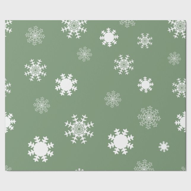 Papel De Regalo Playas de nieve Monocromática Verde Ligera (Costura)