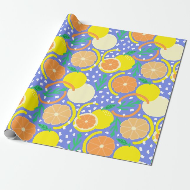 Papel De Regalo Playful Citrus Fruit & Confetti Amalfi Coast (Desenrollado)